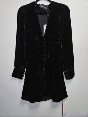 NWT Realisation Par Leekley Black Velvet Midi Dress - XL